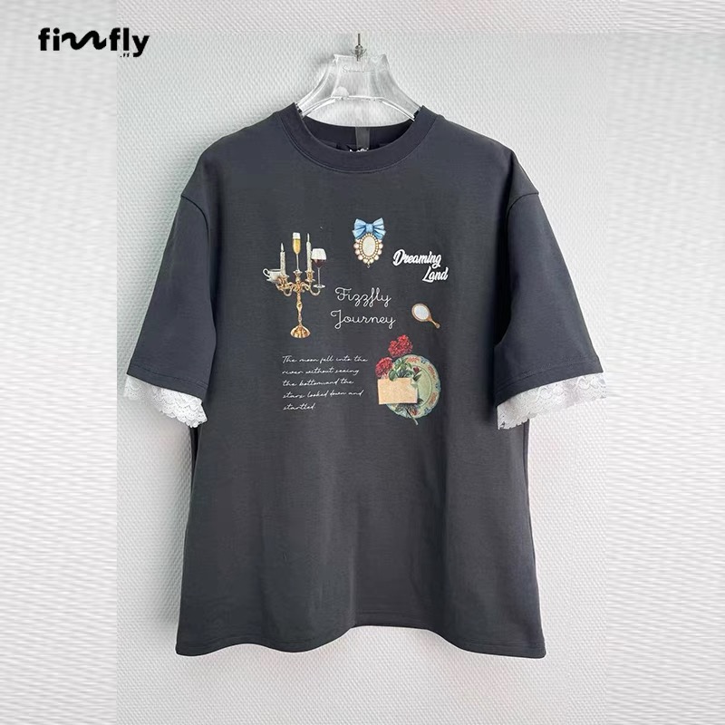 FIZZFLY25夏季新品烛台印花休闲T恤