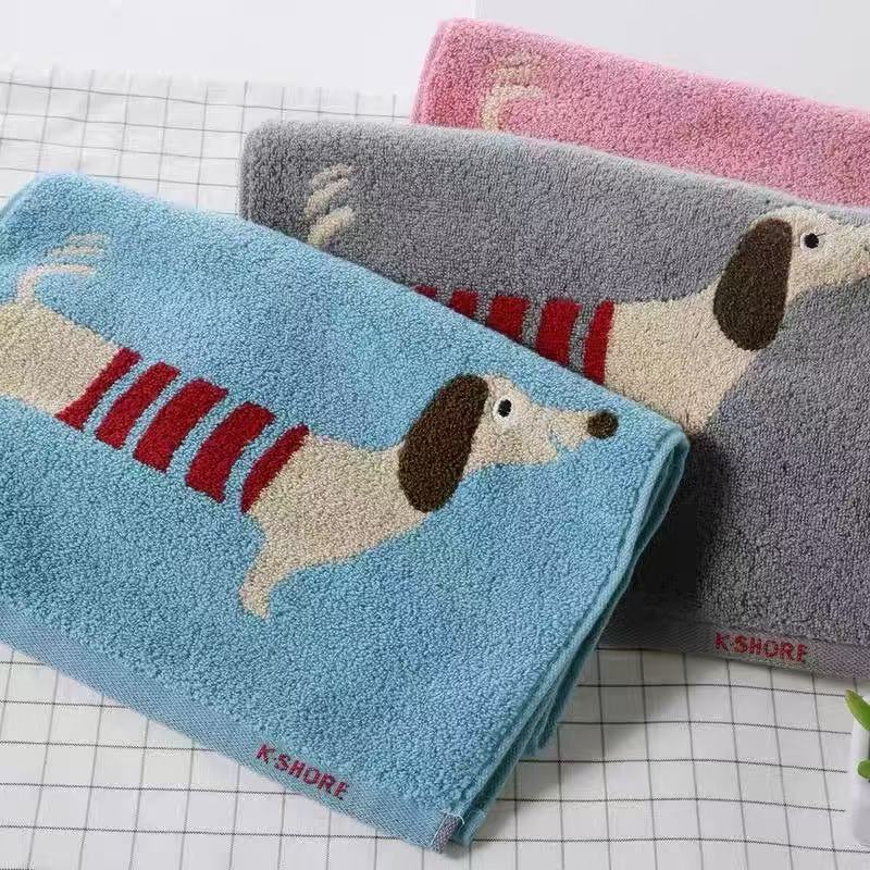 金号毛巾无捻家居可爱腊肠狗毛巾72×34