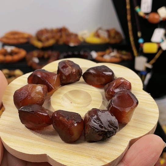 琥珀未镶嵌耳饰手串