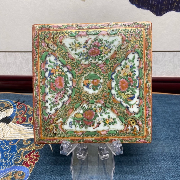 KC25022201，清晚期广彩花鸟瓷板/古玩/收藏