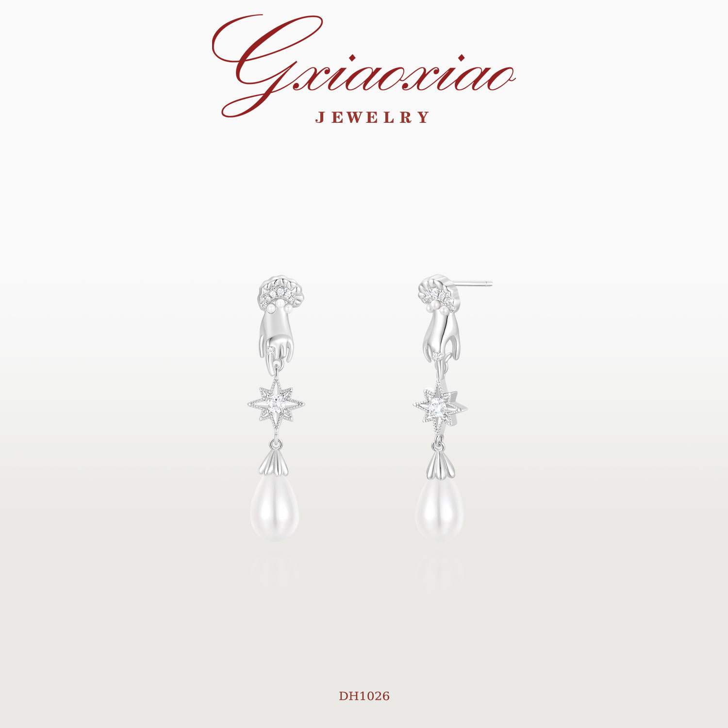 G XIAOXIAO 镀K金【女神之手】法式优雅轻奢高级八芒星耳环 DH1026