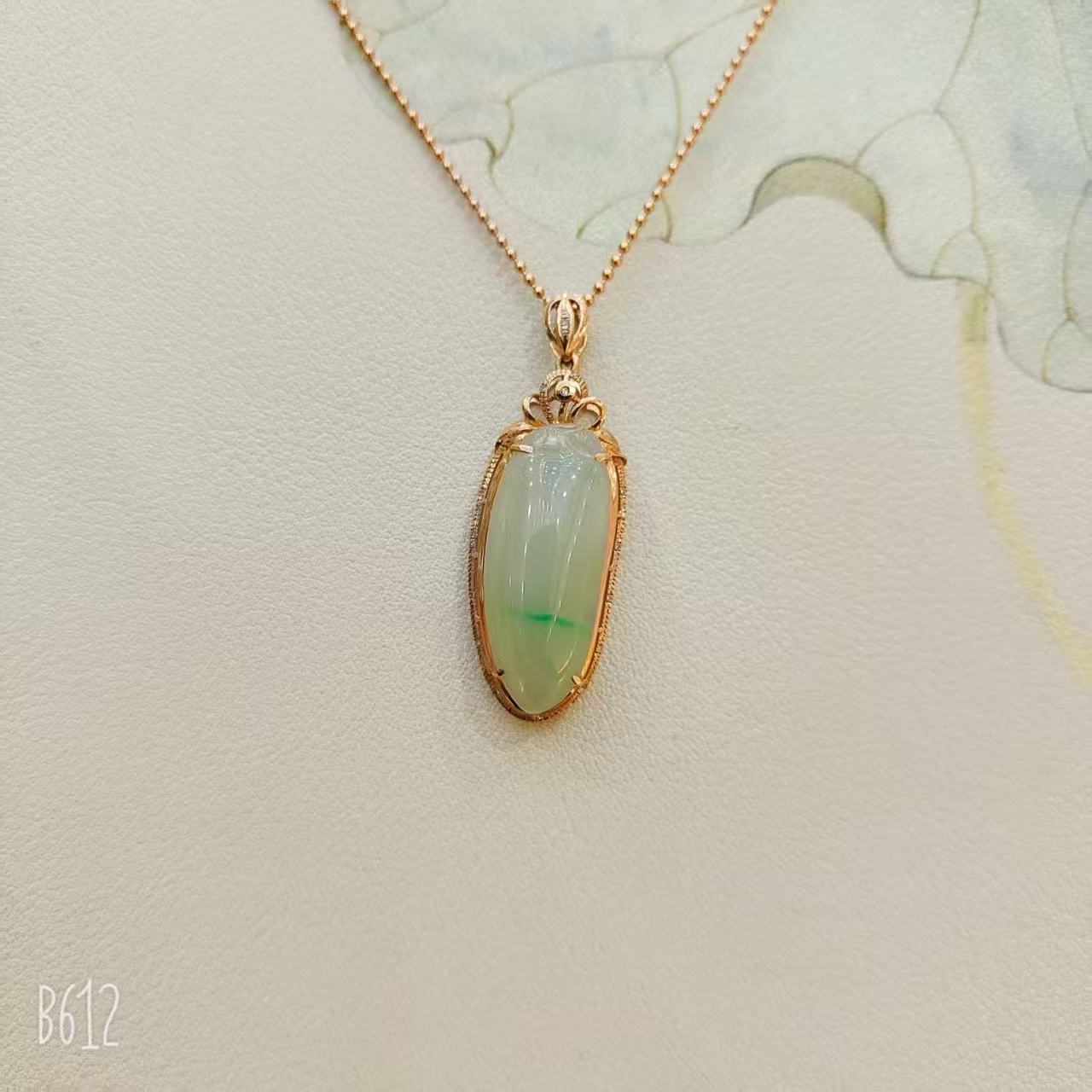 18k金镶嵌翡翠佛瓜吊219