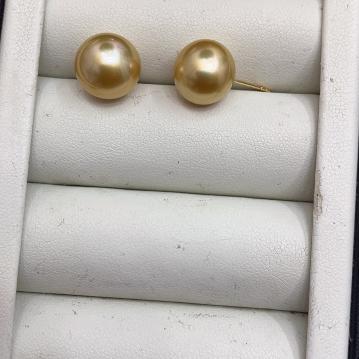 海水珍珠裸珠海水金珠日出金11-12mm