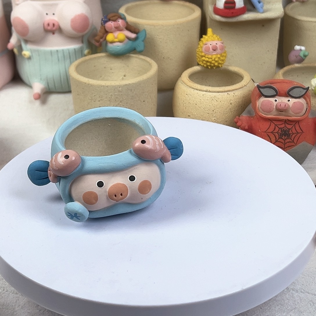 陶瓷宠粉日特价满68元包邮不退不换A752双鱼座猪盆