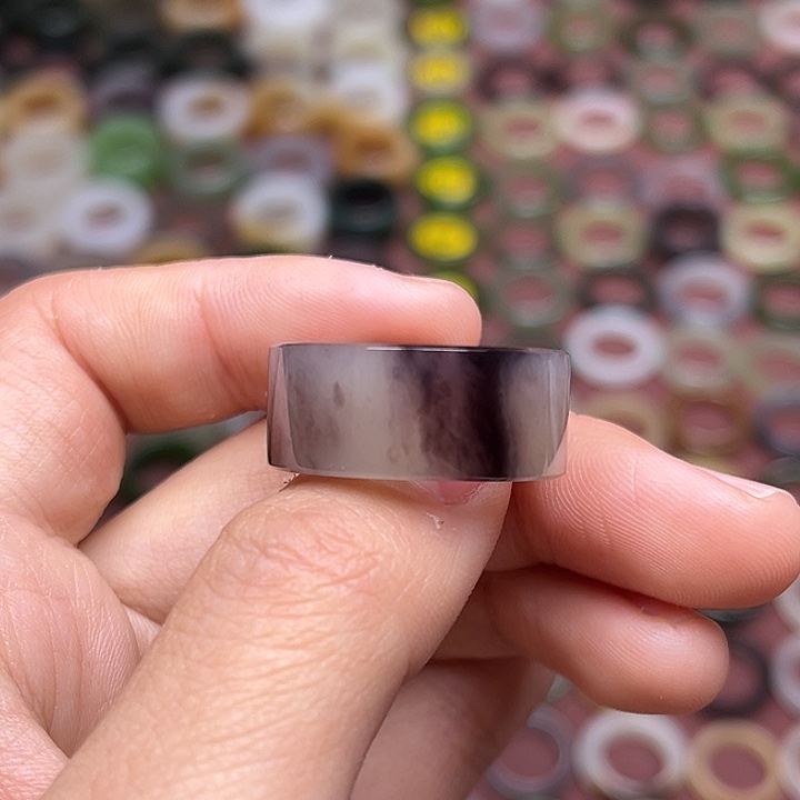 和田玉戒指未镶嵌17内径高冰玫瑰紫