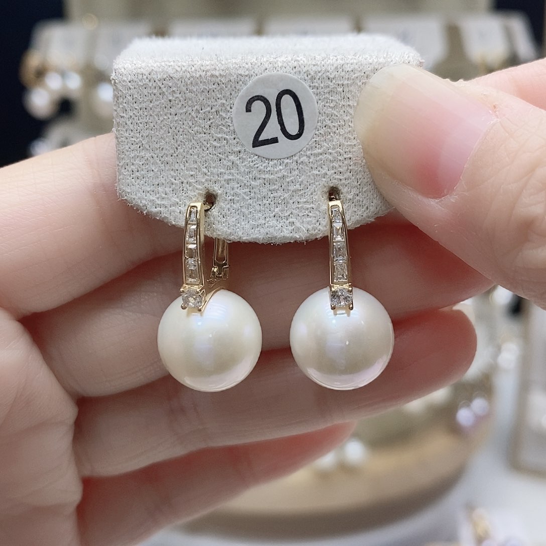 淡水珍珠耳饰银S925镀金镶嵌
