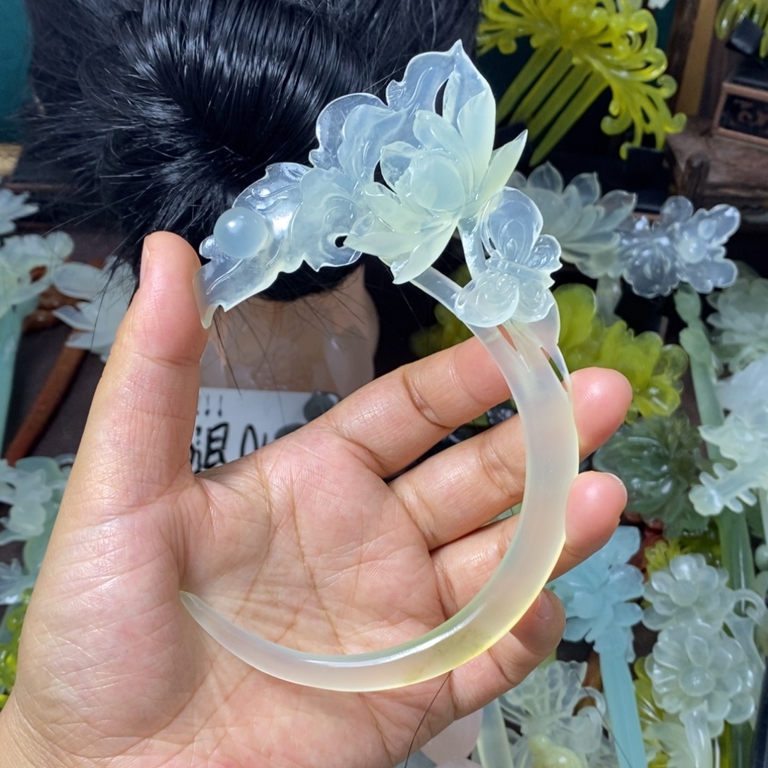 蛇纹石玉未镶嵌发饰