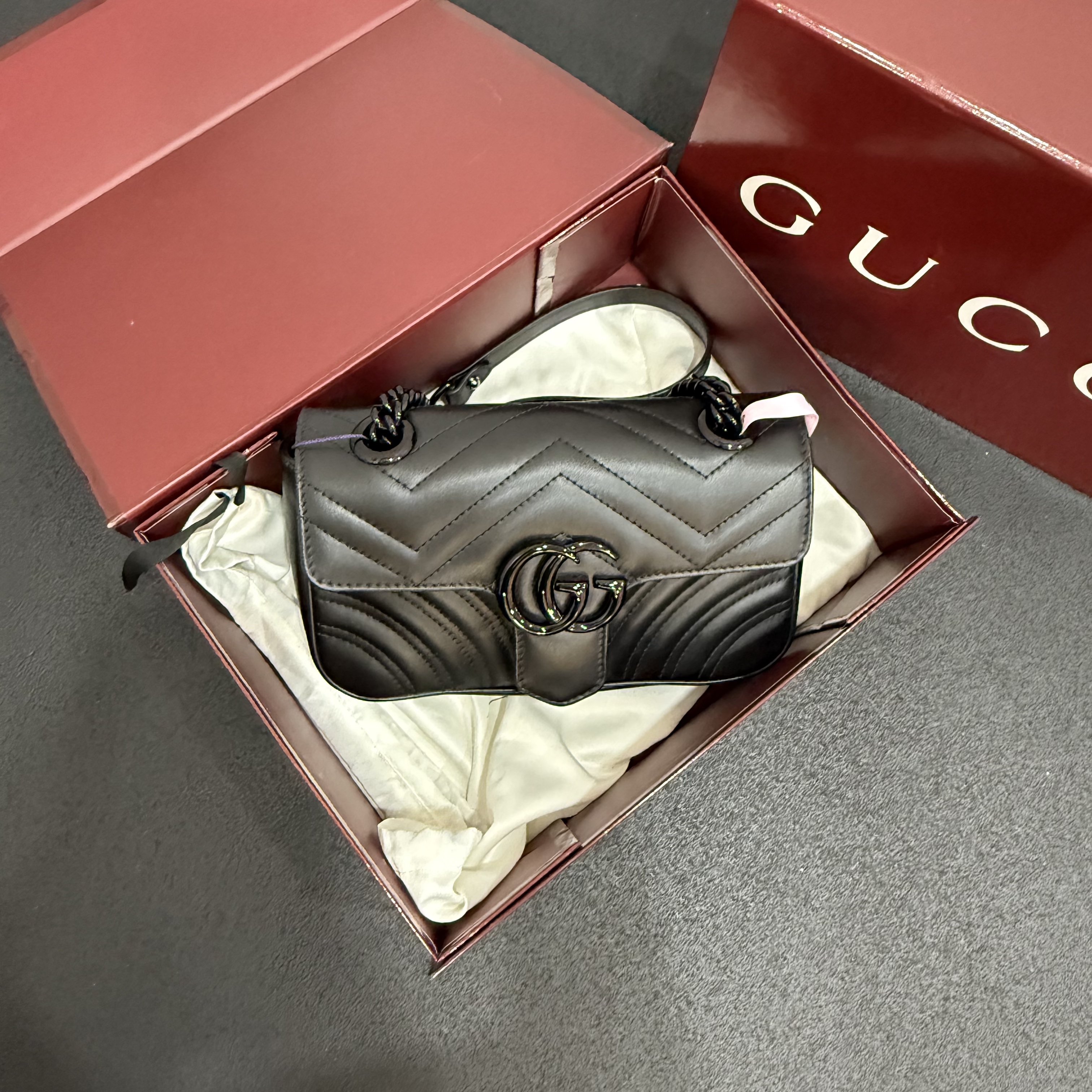 未使用 GUCCI/古驰 壹所奢品/GUCCI 马蒙22 黑标 单肩斜挎包 活动