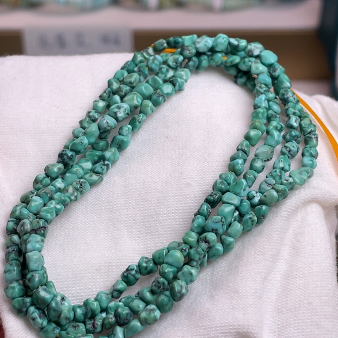 绿松石未镶嵌珠宝奇石高瓷绿随行长链3+mm