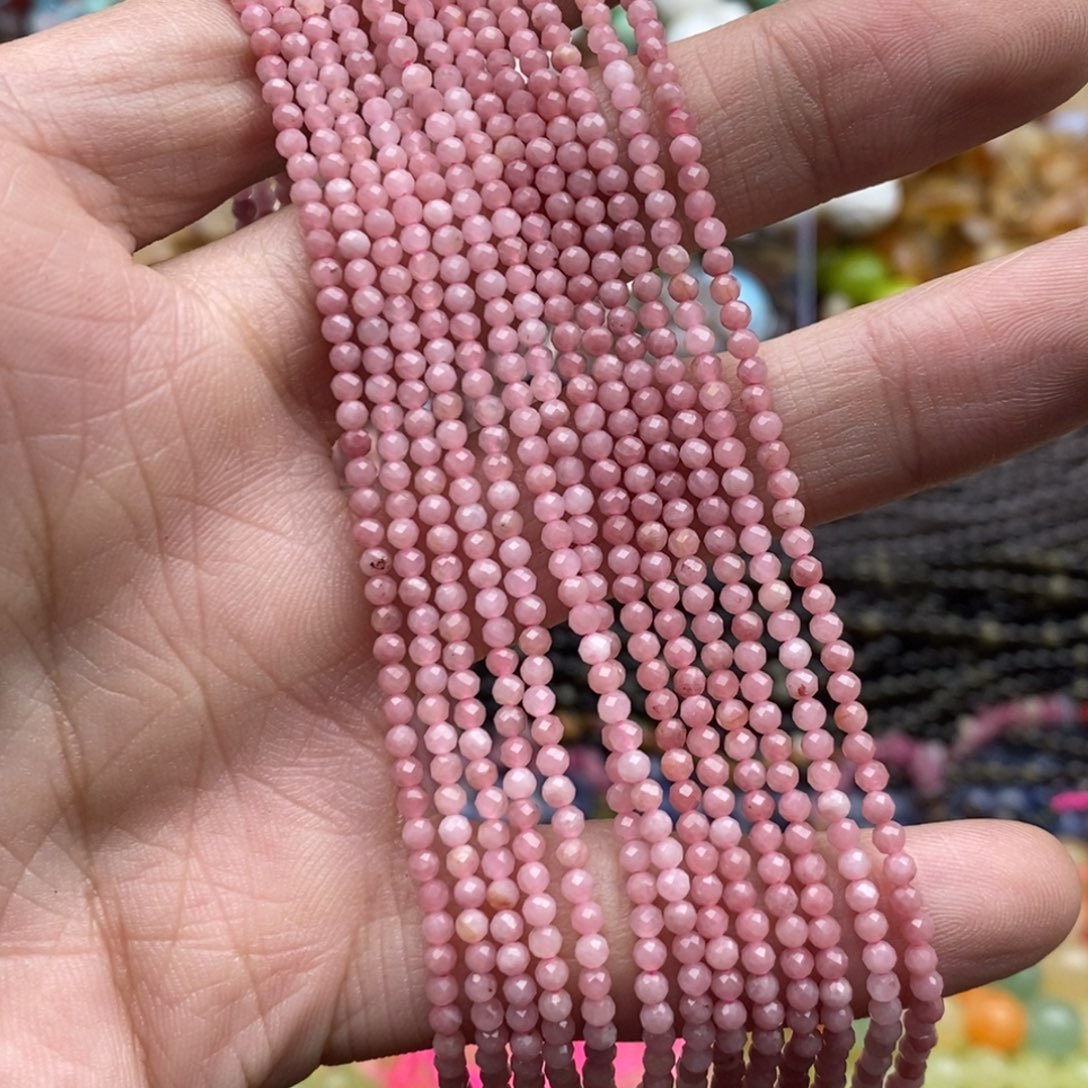 玛瑙/玉髓未镶嵌珠宝半成品一条天然2.4mm粉澳宝切面