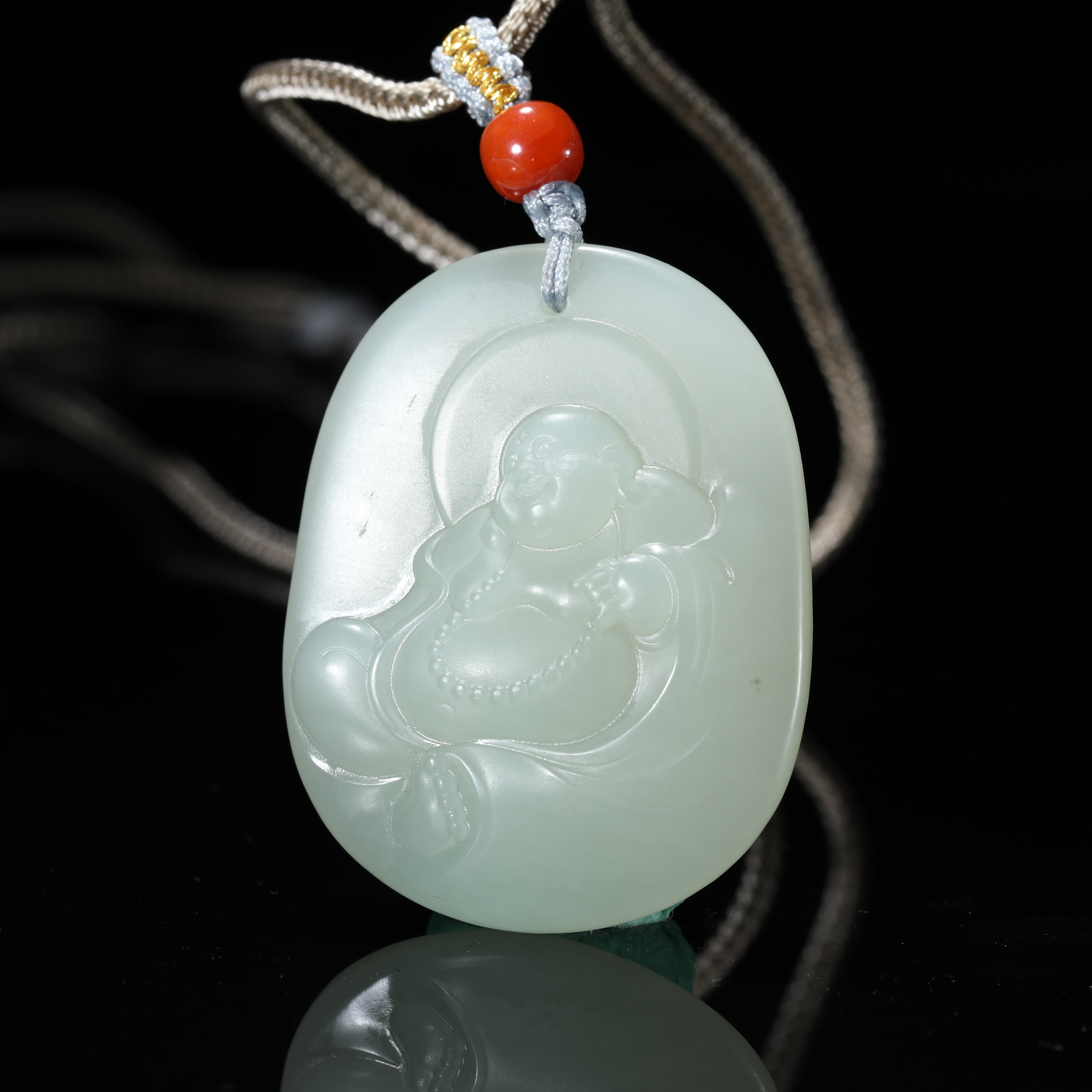 LOT8和田玉弥勒佛挂件W291