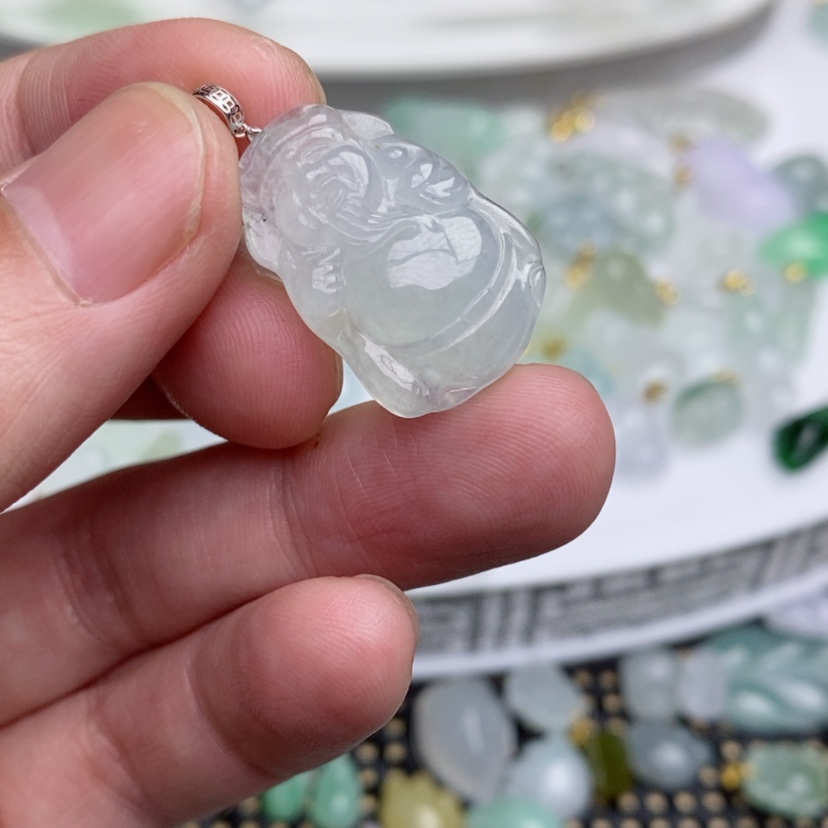 【闪购商品】翡翠吊坠(不含链)18K金镶嵌财财