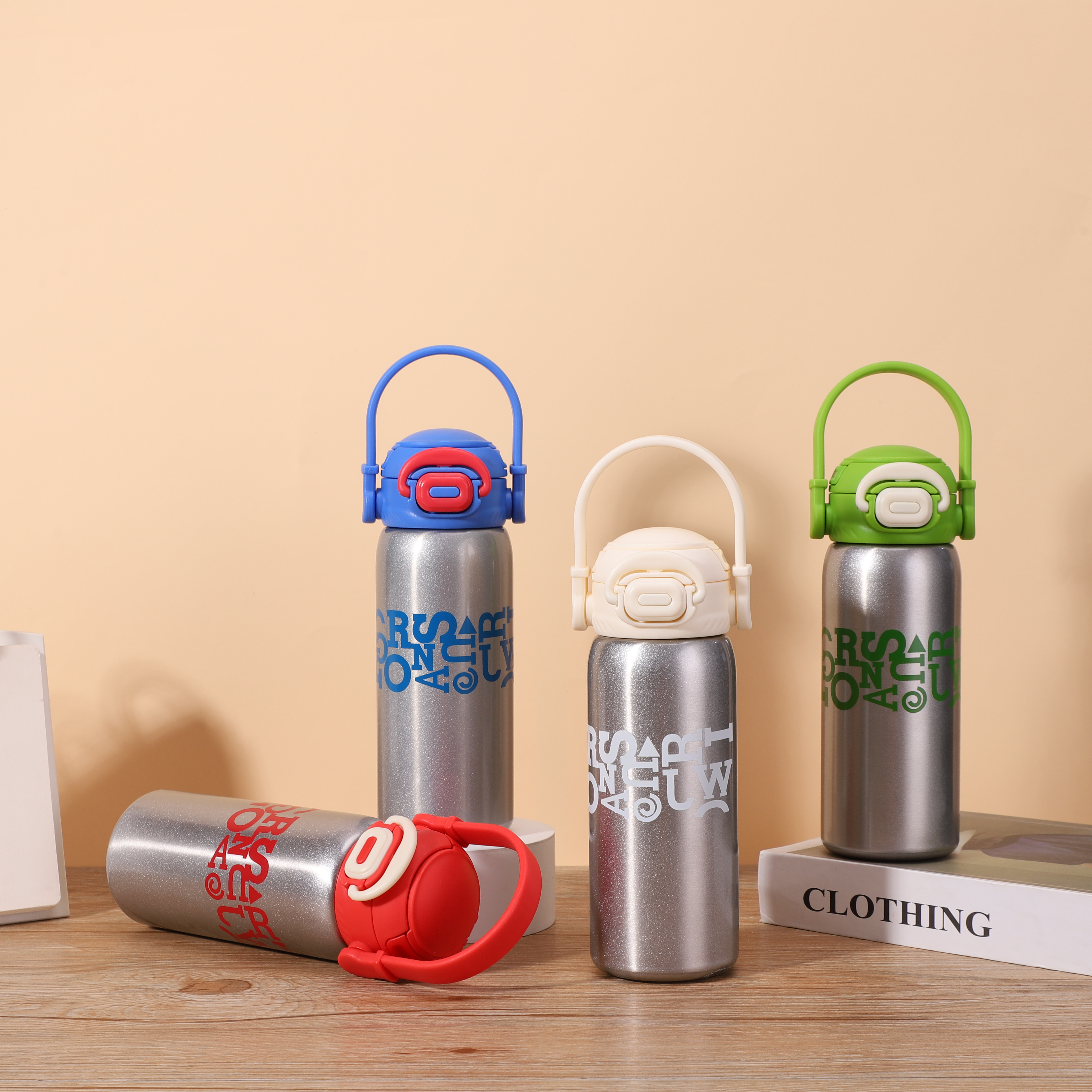 手提保温杯水杯6h印花密封保温学生真空水壶家用6-12小时简约健身