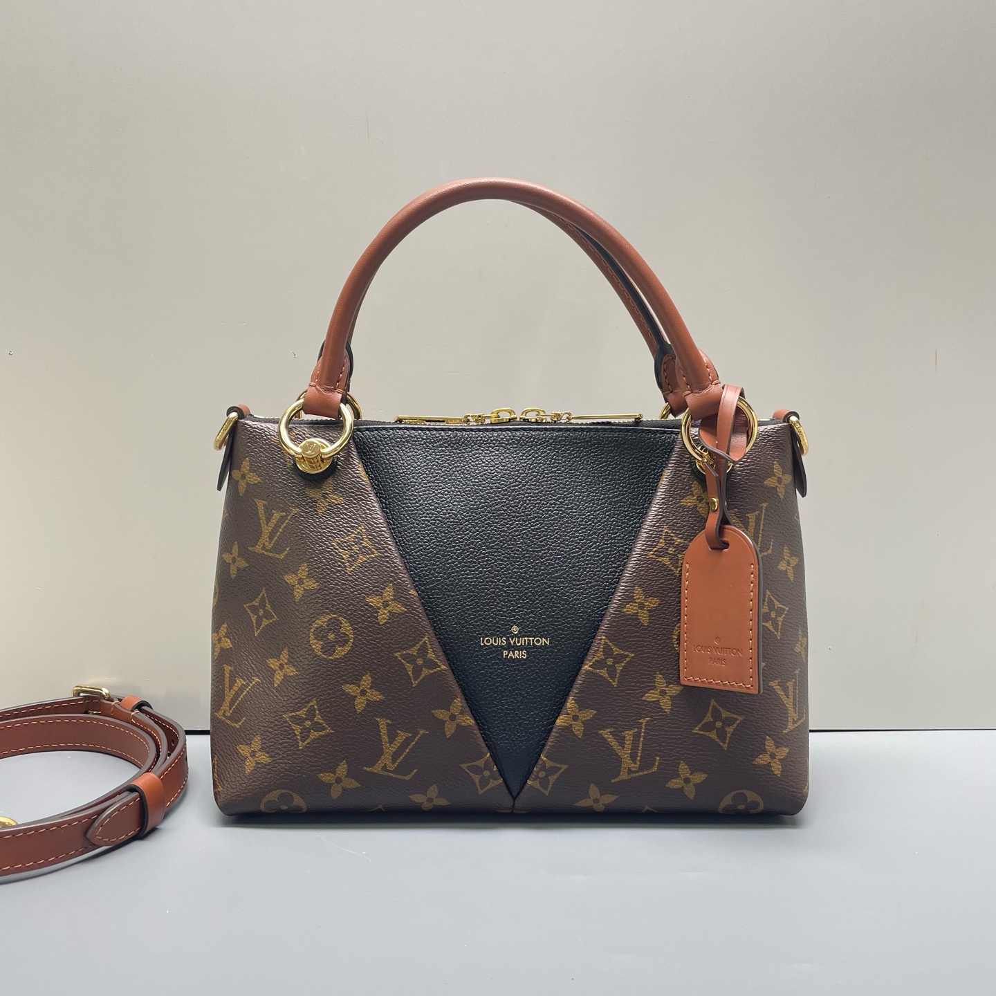 95新 LouisVuitton/路易威登 优选/V-ToteBB黑色老花手提包/26×18