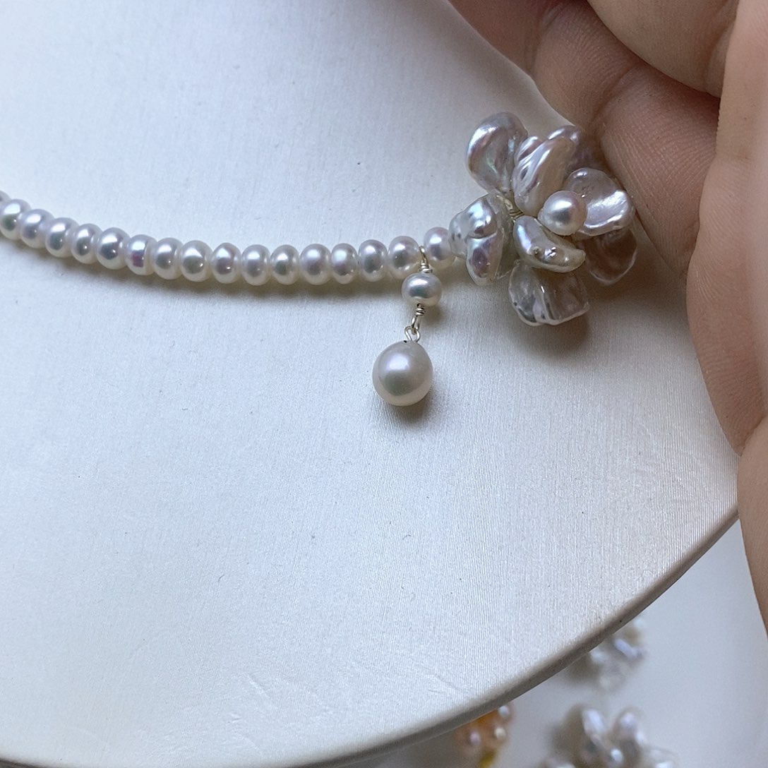 美***星合金淡水珍珠项链
