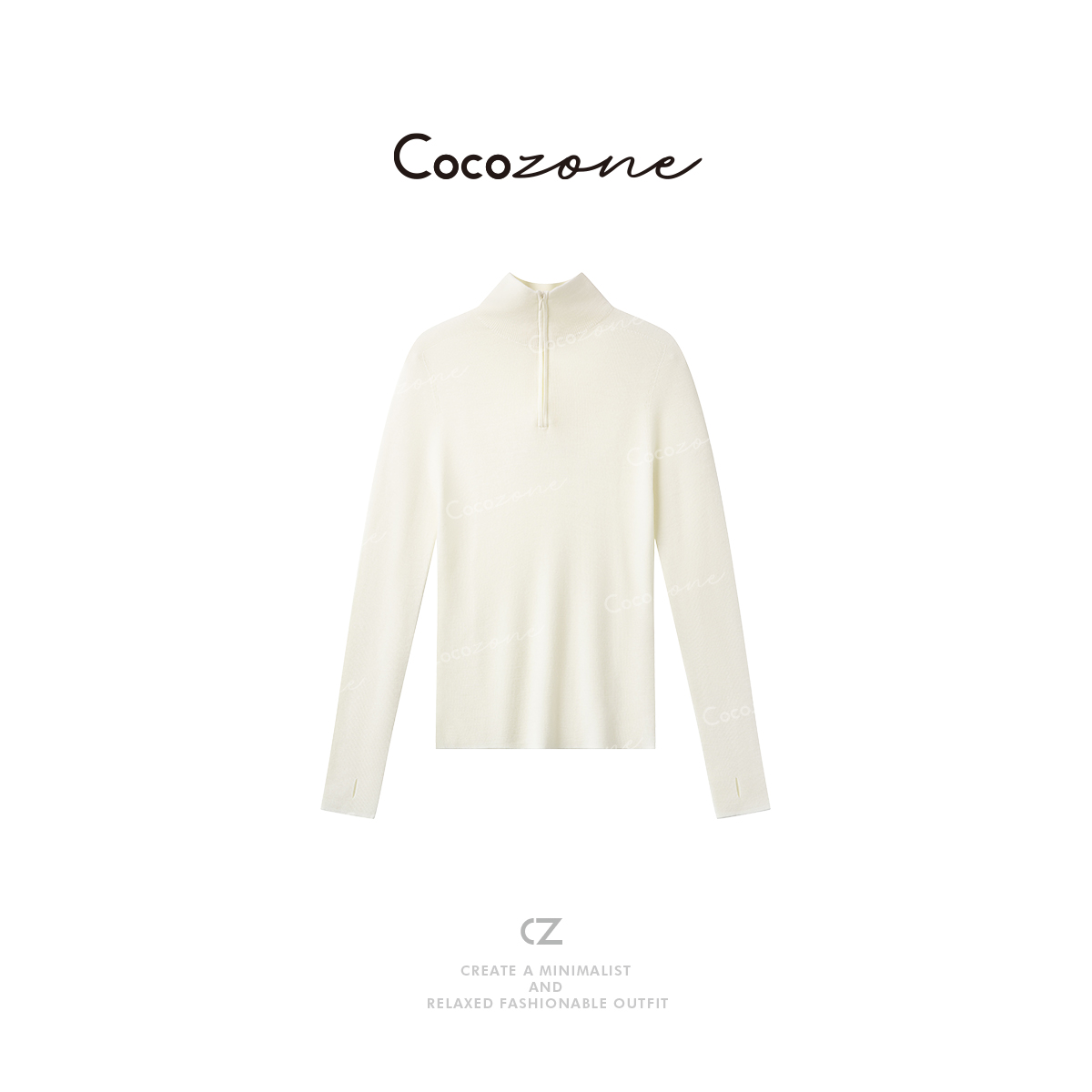 COCO ZONE 刘一一“岛精18针”100羊毛修身立领毛织上衣 CD2A1575