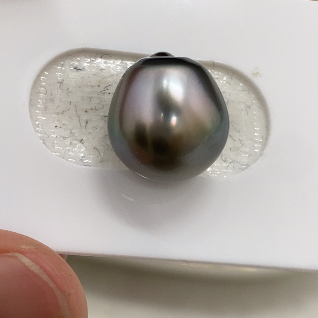 裸珠海水珍珠大溪地铂金灰粉13.2