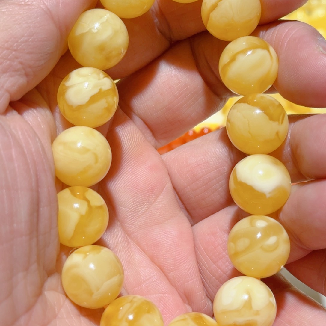 蜜蜡手链未镶嵌蛋*～琥珀蜜蜡手串14mm+