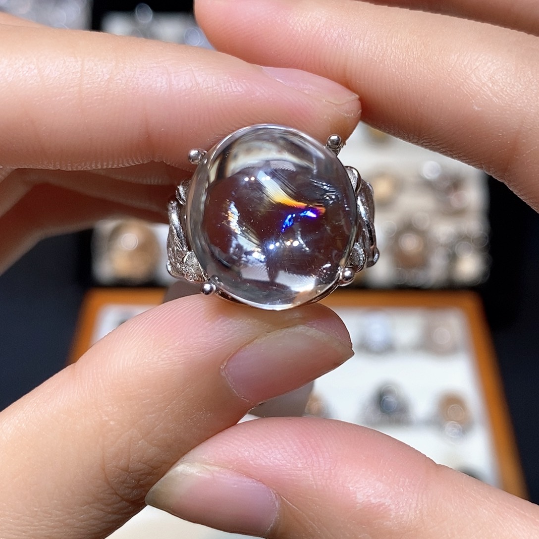 银S925镶嵌戒指水晶