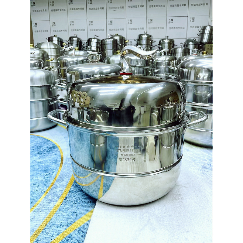 【马尾 30cm 双层】不锈钢蒸锅加厚蒸煮锅家用笼屉炖煮汤锅电磁炉