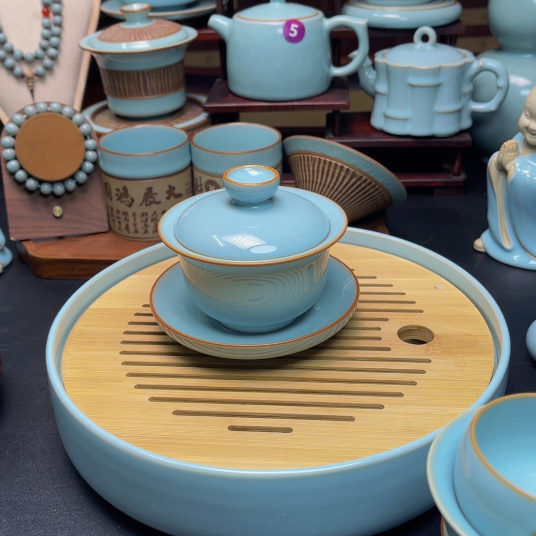 【闪购商品】摆件陶汝州单壶，壶，盖碗，壶