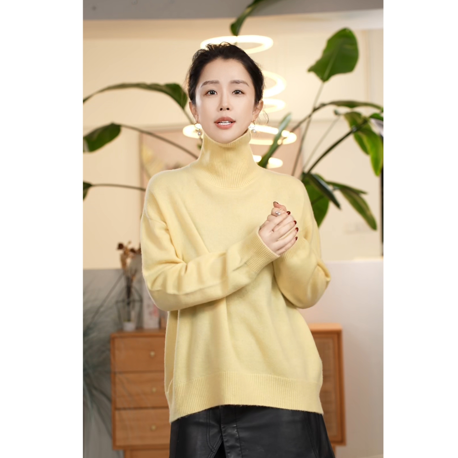 X库茵 叭哒不惑 舒适圈 山羊绒纯色秋冬套头长袖高领毛衣时尚百搭