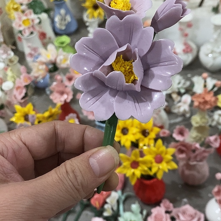 瓷片纯手工陶瓷花摆件瑕