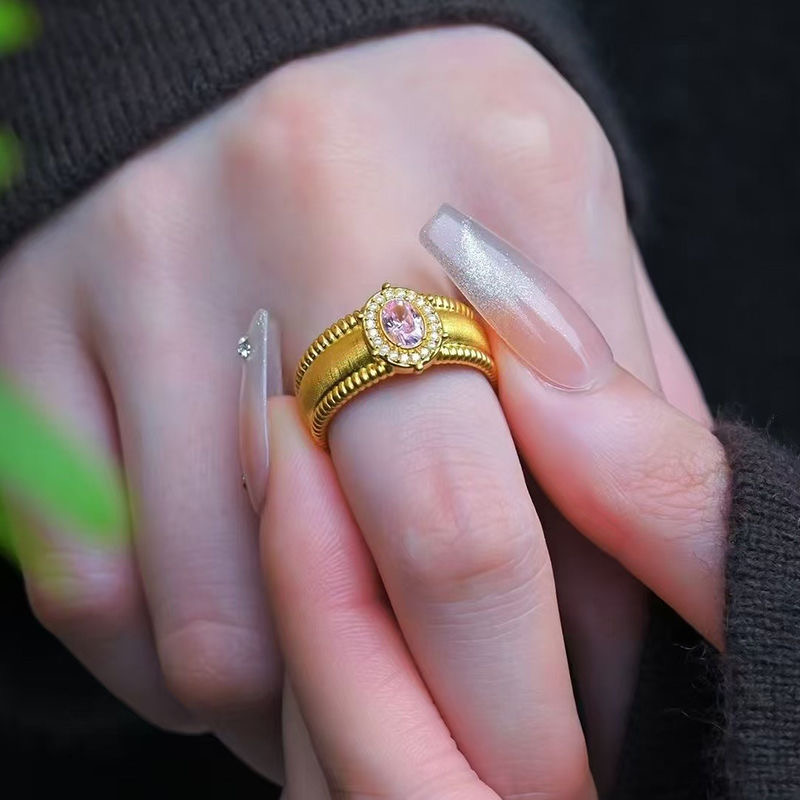 合金戒指 精品 时尚鸽子蛋带钻钻戒指（女款开口）