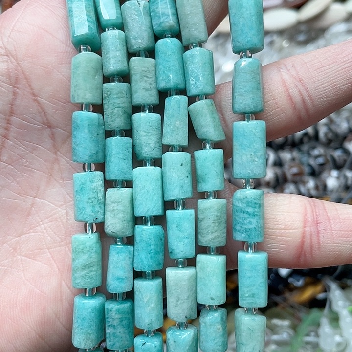 玛瑙/玉髓珠宝半成品合金一条8x12mm天河石管珠