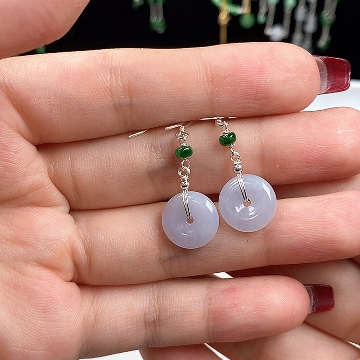 翡翠银S925镶嵌耳饰