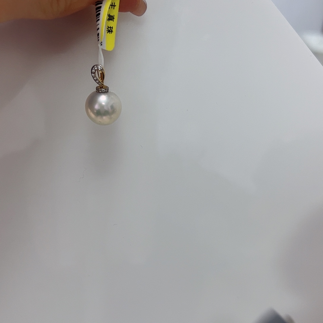 淡水珍珠吊坠18K金镶嵌b 497