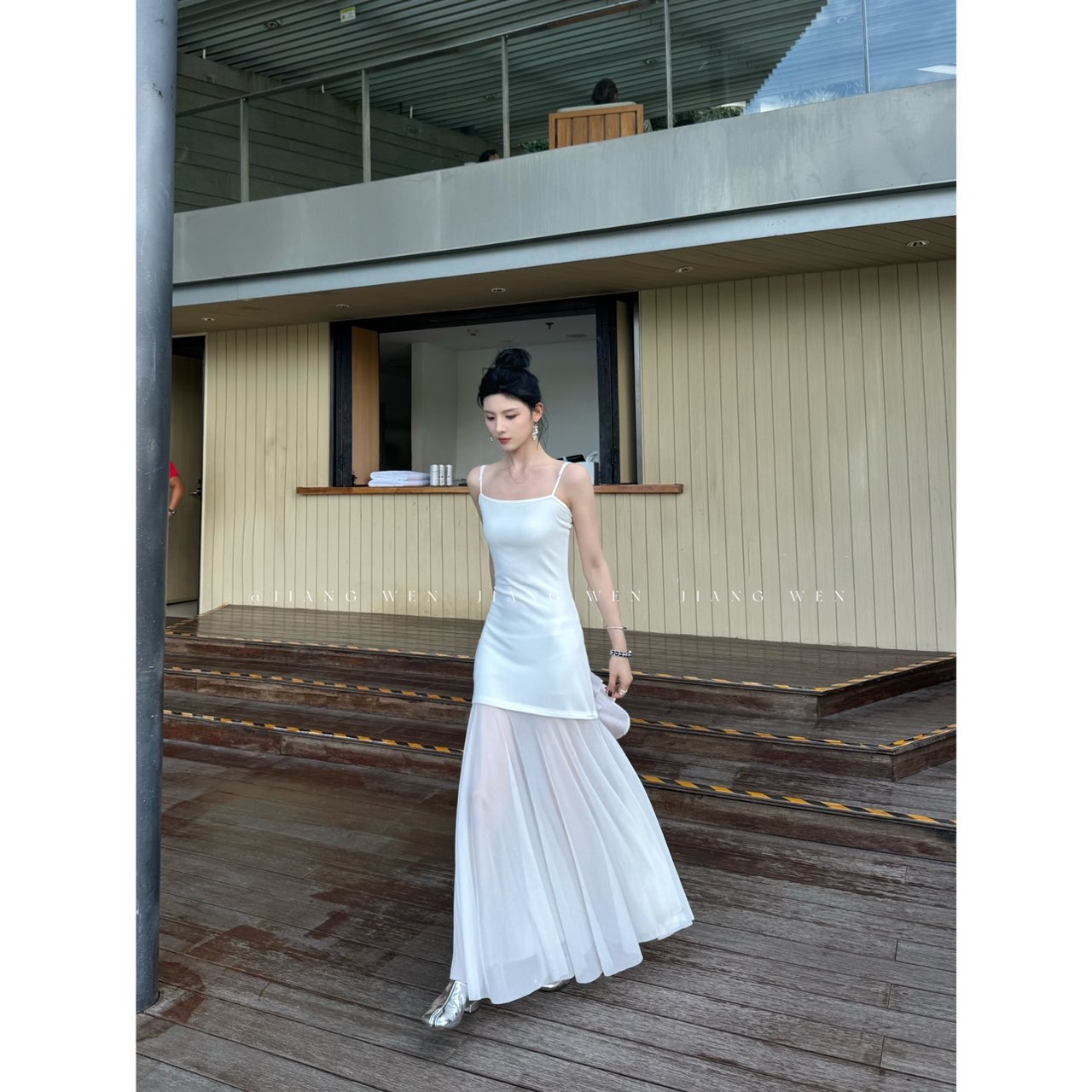 【梦中情裙】高级感吊带时尚压褶网纱气质连衣裙（可两穿）