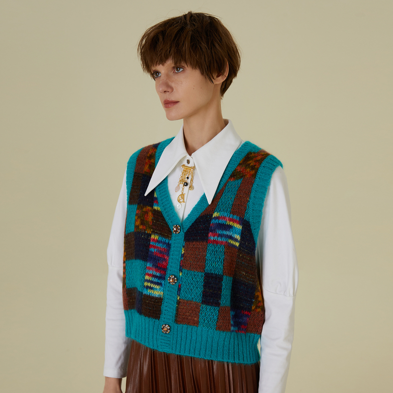 【小花】D63毛针织衫背心5E4M39084