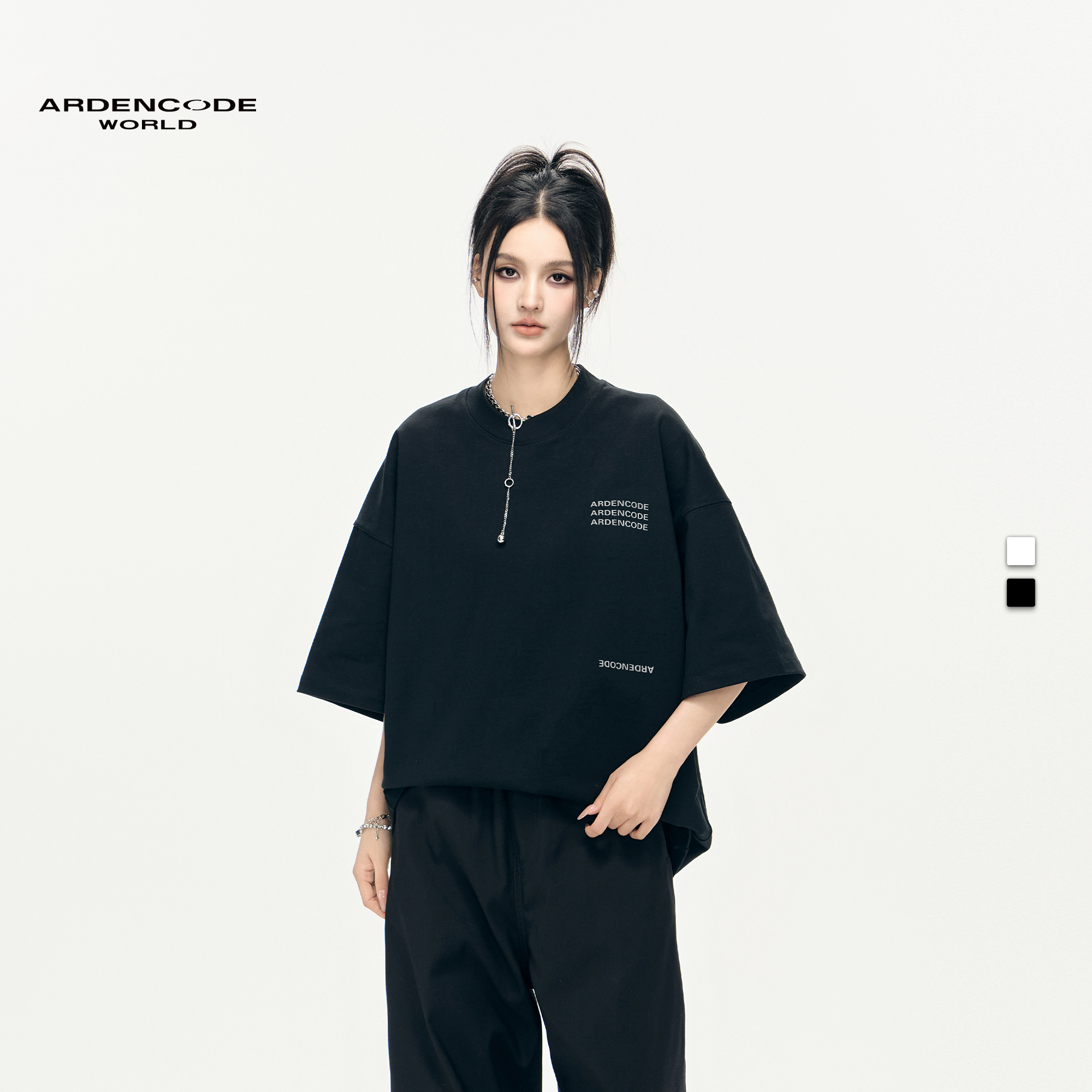 ARDENCODE男女印花大宽松微高领重磅纯棉针织短袖长袖T恤 T5版型