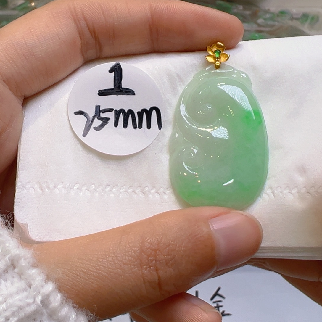 翡翠18K金镶嵌吊坠(不含链)