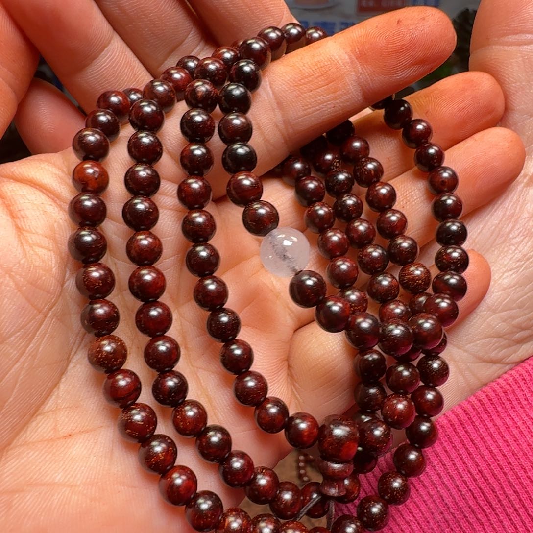 檀香紫檀（小叶紫檀）手串0.6螺旋金星