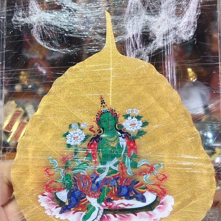 泥塑绿度母摆台摆台