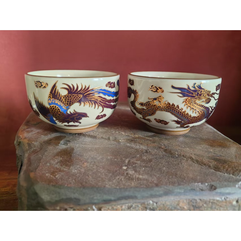 汝窑龙凤主人杯-一对-2708