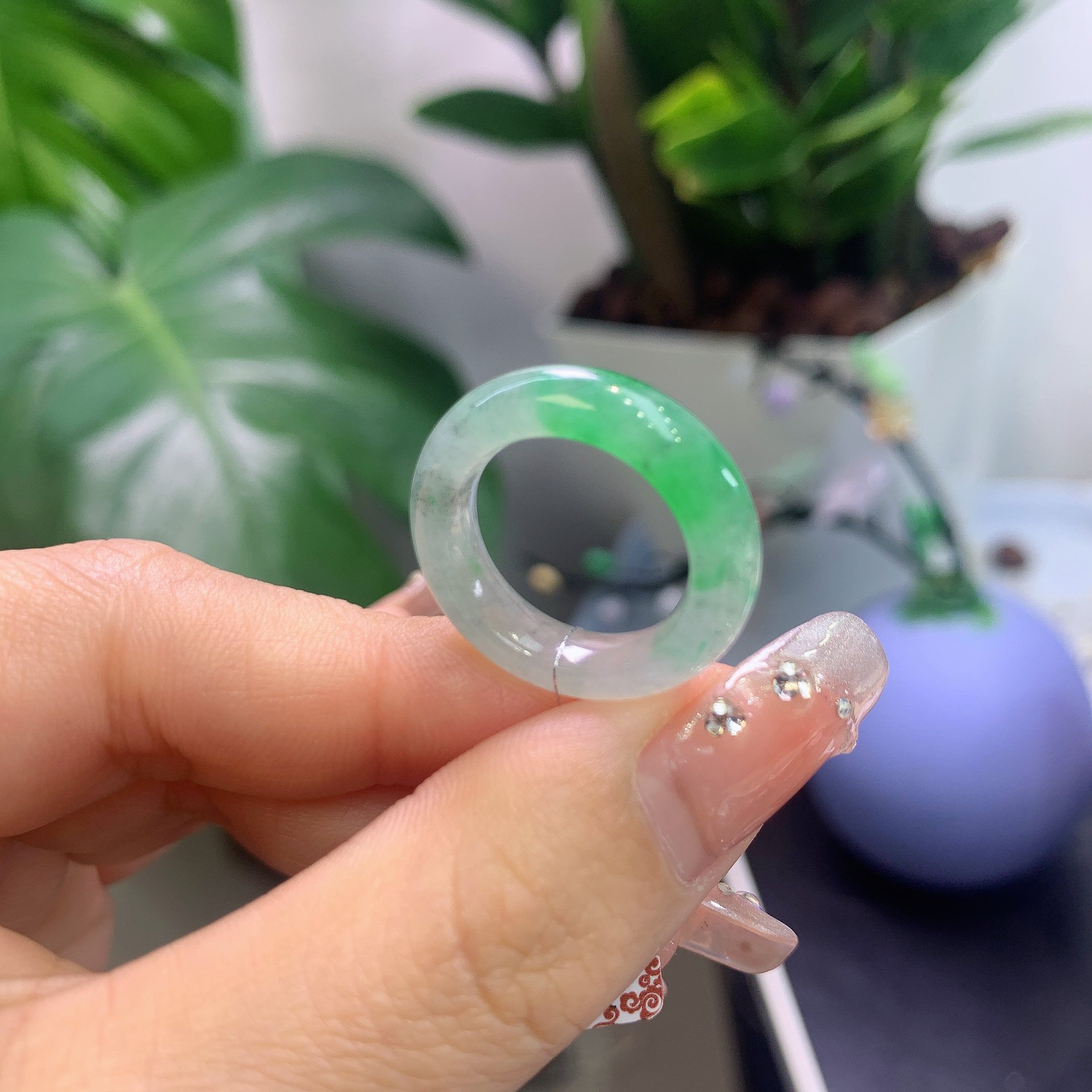 缅甸天然A货翡翠戒指阳绿戒指11