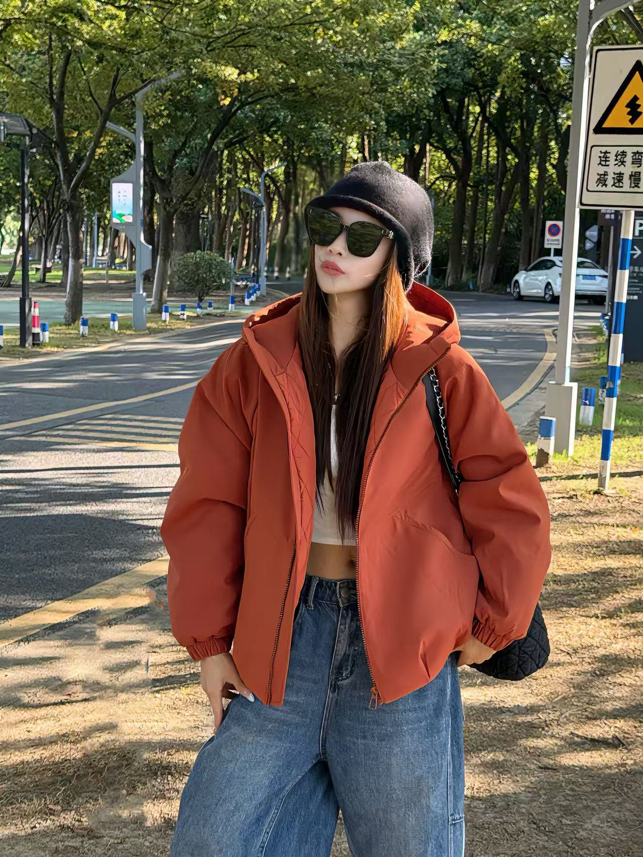 韩系连帽加棉冲锋衣外套女2025秋冬新款宽松休闲时尚百搭短款夹克