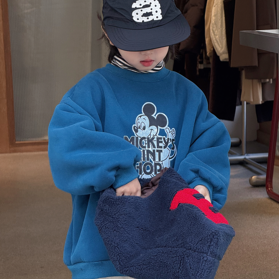 in 爱：nl25冬男童加厚羊驼绒卡通卫衣儿童韩系ins风套头卫衣91681