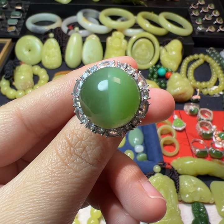 和田玉（碧玉）颈饰银S925镶嵌