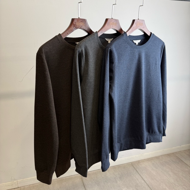 外贸男士柔软针织圆领长袖卫衣秋冬款休闲百搭套头衫3562