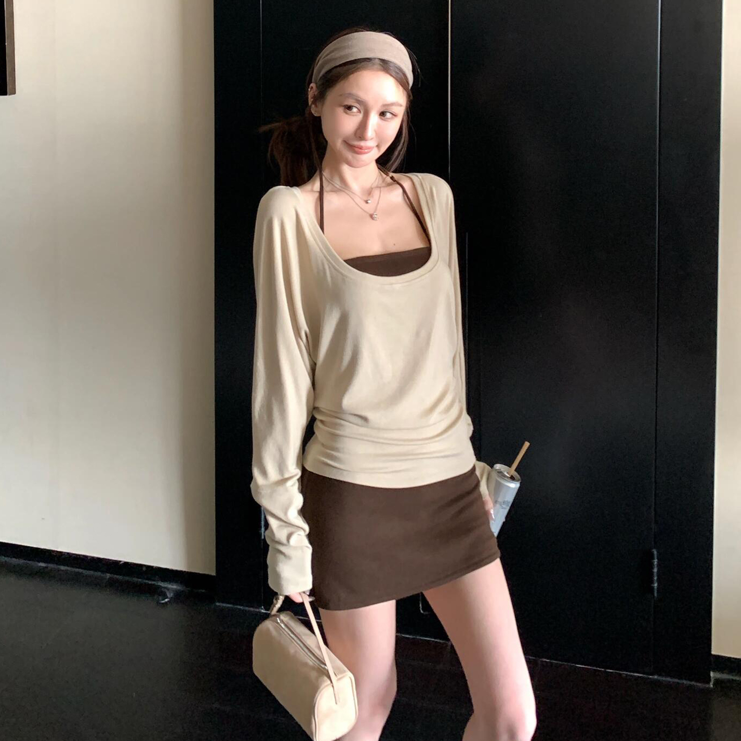 【现货+运补】吊带连衣裙2025新款韩系早秋穿搭一整套装短裙6224