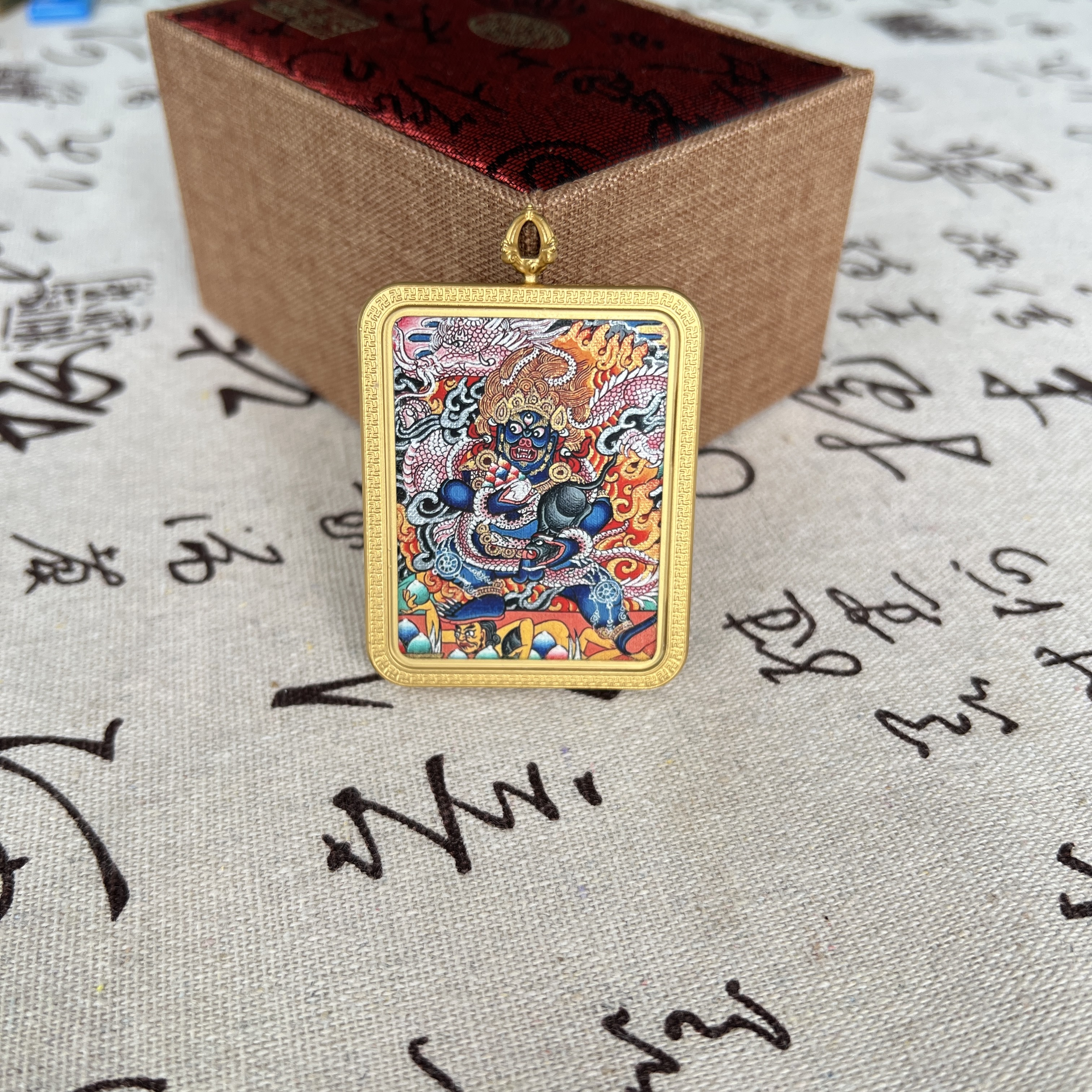 唐卡 黑cc 黑老爷 吊坠 4*5铜壳