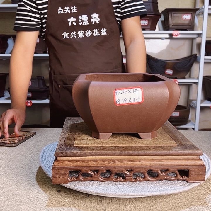 紫砂花盆真好看呀