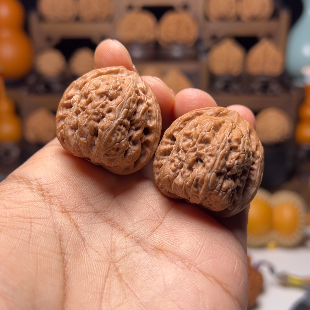 把件文玩核桃35金蝉子平底锅