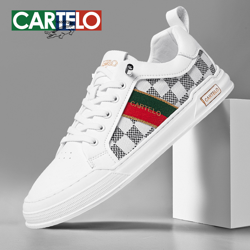 【秋季新品】卡帝乐鳄鱼时尚百搭休闲刺绣帆布男鞋运动潮流鞋子男款