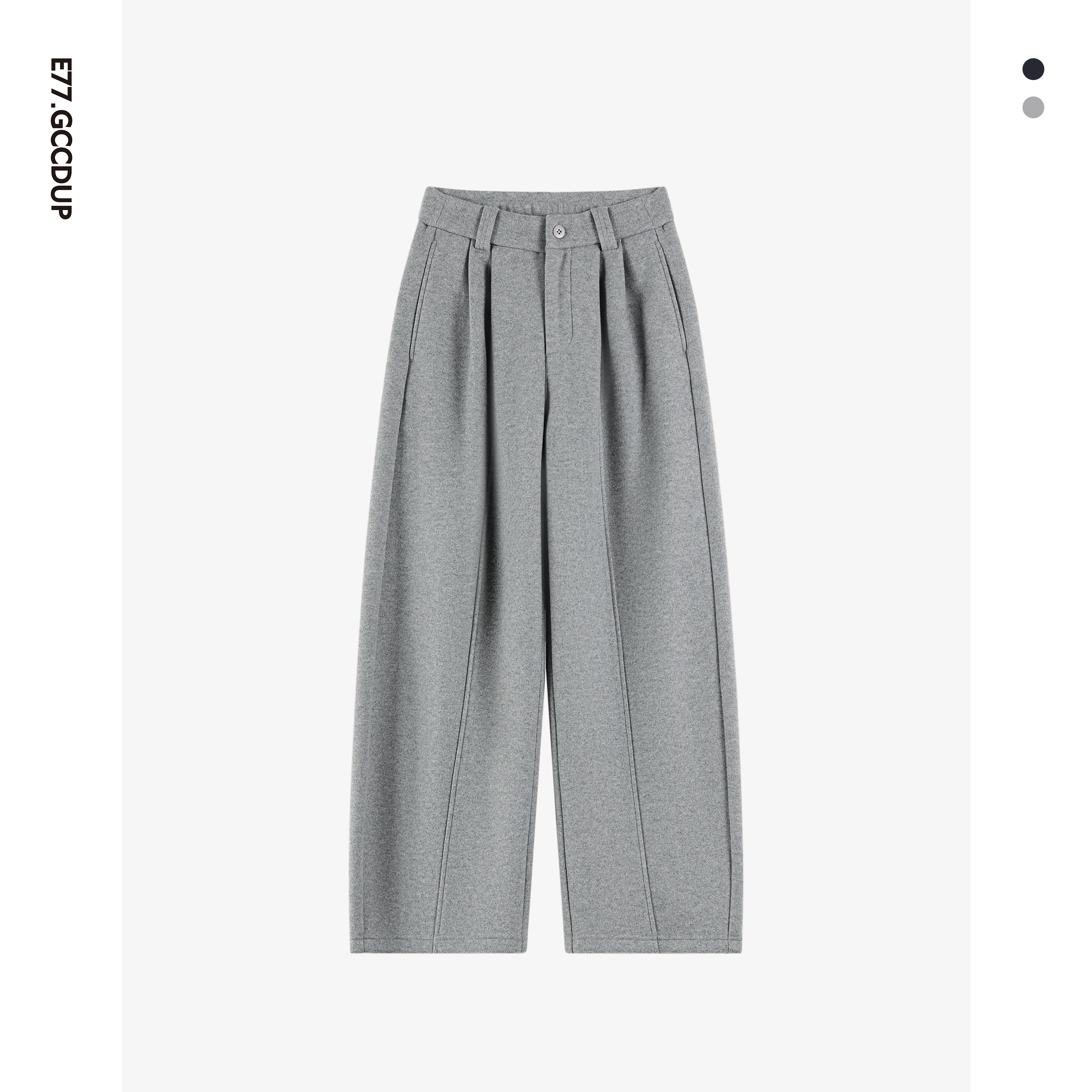 『伦敦雾语』醋酸羊毛混纺冬季极简纯色毛呢直筒休闲裤