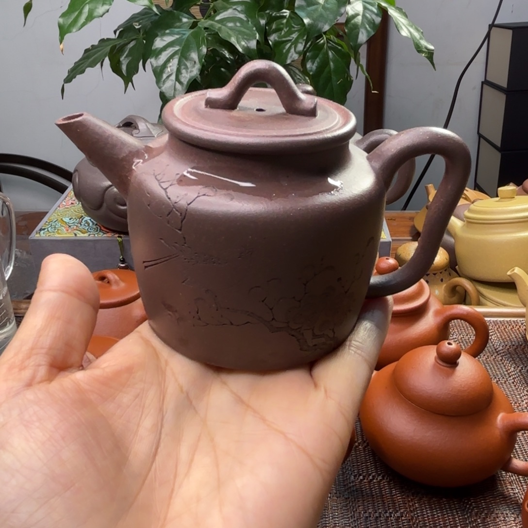 石***头茶壶紫砂老紫泥 汲直200cc